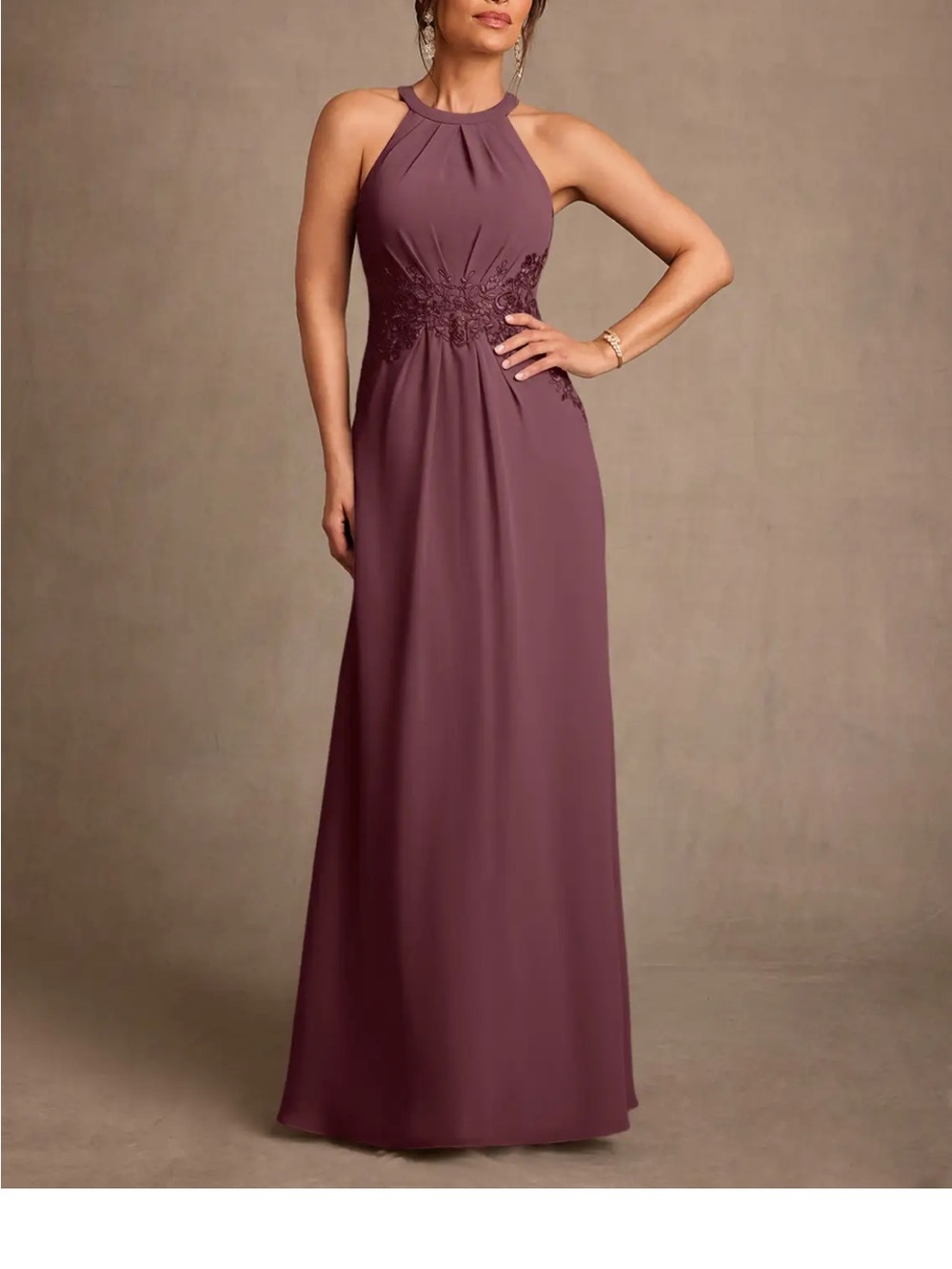 Azazie Mauve Halter Maxi Dress